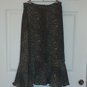 Leopard Print Midi Skirt Sz.SP Boho Minimal